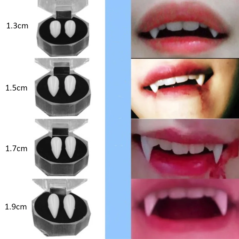 Play Halloween Vampire Teeth Environmentally Resin a Pair 1.9 cm Horror Denture  - £23.09 GBP