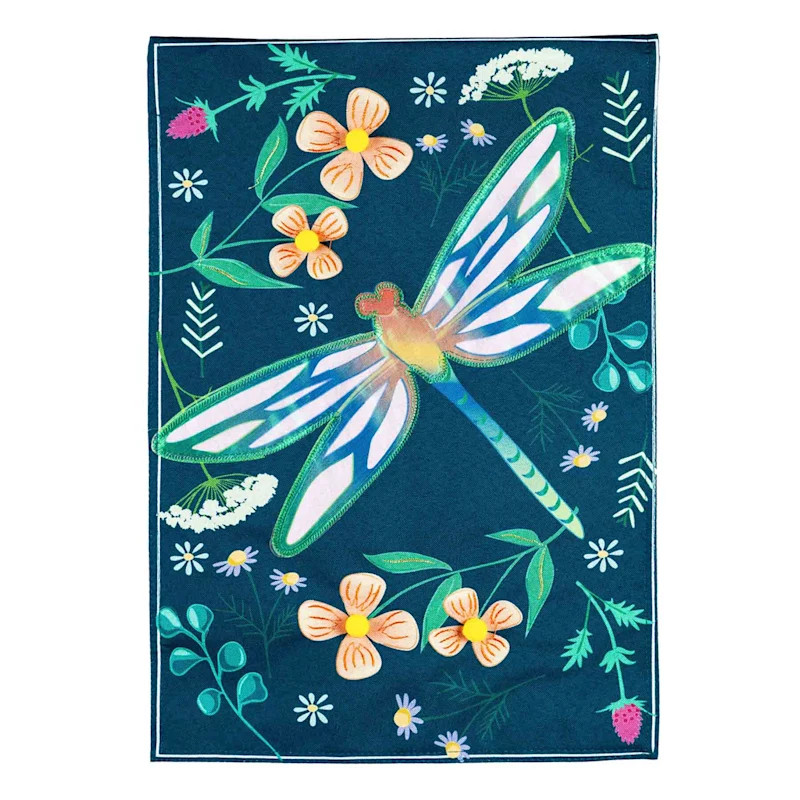 Dragonfly Linen Garden Flag -2 Sided Message, 12.5" x 18" - $19.99