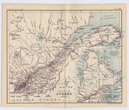 1912 Antique Map Of Quebec Canada / Verso Map Of Montreal And Vicinity - $27.44