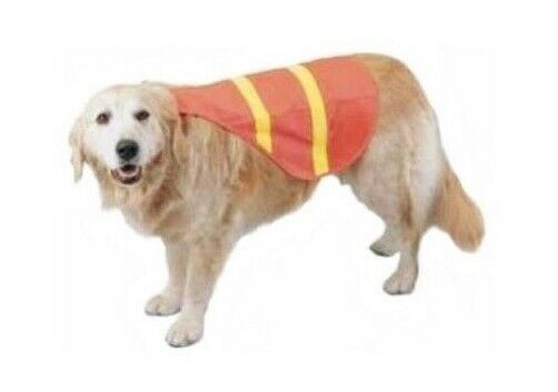 Dog Safety Vest Fluorescent Orange Reflective Tape Medium Pet Size 18 to 40lbs