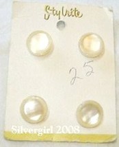 4 Shimmering Smooth Vintage Carded Cream Buttons Stylrite - $3.49