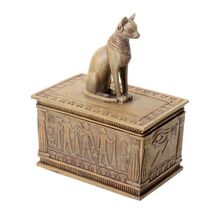Ancient Egyptian Sandstone Bastet Cat Jewelry Trinket Box - $23.98