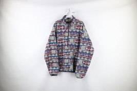 Vtg 90s Columbia Mens L Spell Out Geometric Half Zip Fleece Pullover Sweater USA - £62.34 GBP