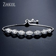 ZAKOL Trendy High Quality Cubic Zirconia Bridal Jewelry Adjustable Bracelet for  - £9.54 GBP
