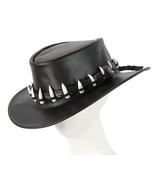 Real Australian Leather Crocodile Dundee Hat 11 Crocodile Teeth Made in ... - $159.95
