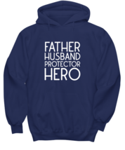 Dad Hoodie Father Husband Hero Navy-H - £25.53 GBP