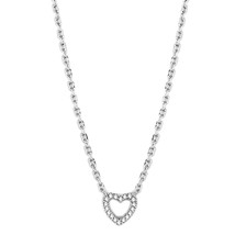 Fashion Women Hollow Heart Simulated Diamond Pendant Rhodium Plated Necklace 16&quot; - £50.56 GBP