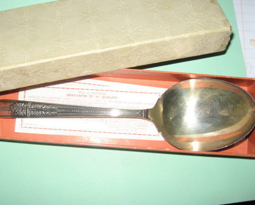 Wm Rogers A1 Serving Spoon - Wild Rose-1939 - $20.00