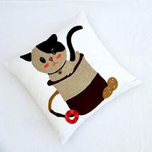Traditional Jaipur Cat Embroidery Suzani Cushion Cover 16x16 Bohemian Decorative - £10.35 GBP
