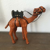 Vintage Leather Wrapped Standing Camel with Saddle Figurine Art Sculptur... - $45.00