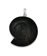 Artisan Crafted Sterling Silver and Carved Ammonite Ebony Wood Jewelry P... - £10.74 GBP