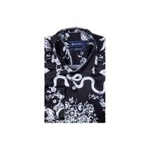 Mens Oscar Banks Brand Name Turkey Shirt Satin Floral European 6425 Black white image 5