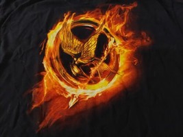Hunger Games Catching Fire Men’s T-Shirt Black Logo Size XL Movie Promo - £11.00 GBP