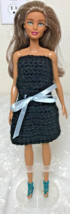 Mattel 2015 Barbie 11.5&quot; Fashion Doll Green Eyes Brown Hair Handmade Dress - £8.96 GBP