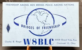 Vintage 1967 QSL Card CB Ham Radio W8BLC Cincinnati, Ohio - £7.31 GBP