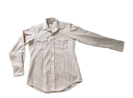 Fenton Western Shirt Men&#39;s Med  Plaid  Pearl Snap  Heavy Polyester Cowboy Grunge - £11.54 GBP