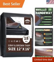 12x16 Feet Super Heavy Duty Tarp 18 Mil, UV Resistant, Weatherproof, Mul... - $97.33
