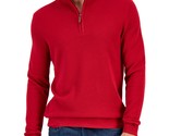Club Room Men&#39;s Quarter-Zip Textured Cotton Sweater in Anthem Red-Small - $19.99