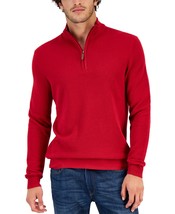 Club Room Men&#39;s Quarter-Zip Textured Cotton Sweater in Anthem Red-Small - £16.06 GBP