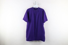 Vtg 60s Russell Athletic Mens Large Blank Knit Mesh Mock Neck T-Shirt Purple USA - £46.42 GBP