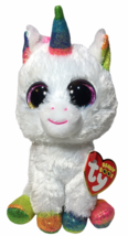 NEW Ty Pixy White Unicorn Beanie Boos Rainbow Sparkle Eyes 6&quot; NWT - £13.48 GBP