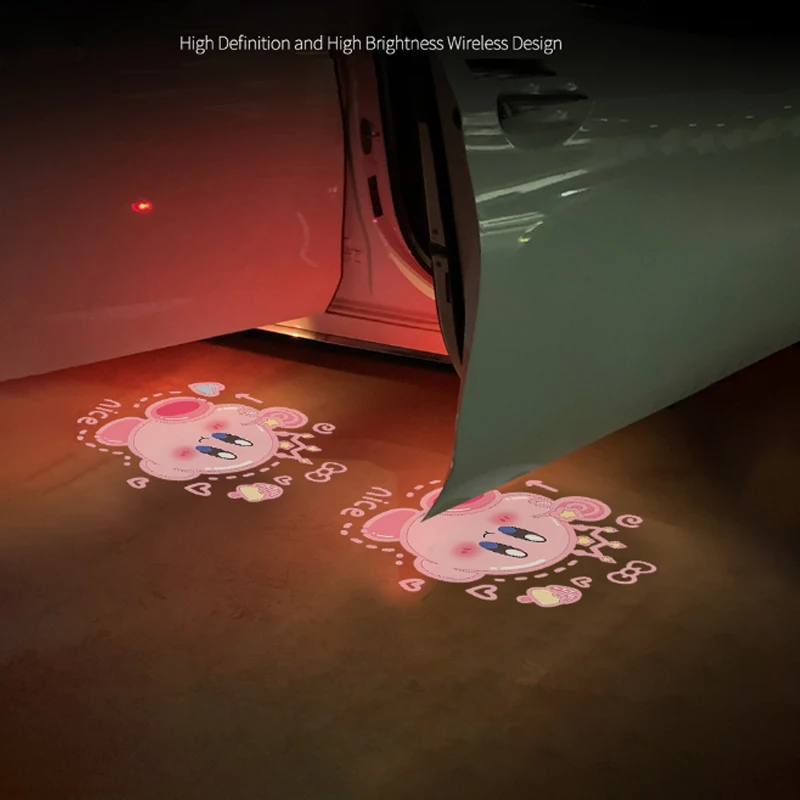 Cartoon Car Projector Light, Door Welcome Light, Anime Atmosphere Light, Kirby - £12.14 GBP+