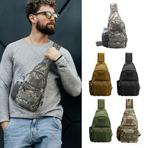 Men Backpack Molle Tactical Sling Chest Pack Shoulder Bag Outdoor Hiking Travel - £18.02 GBP