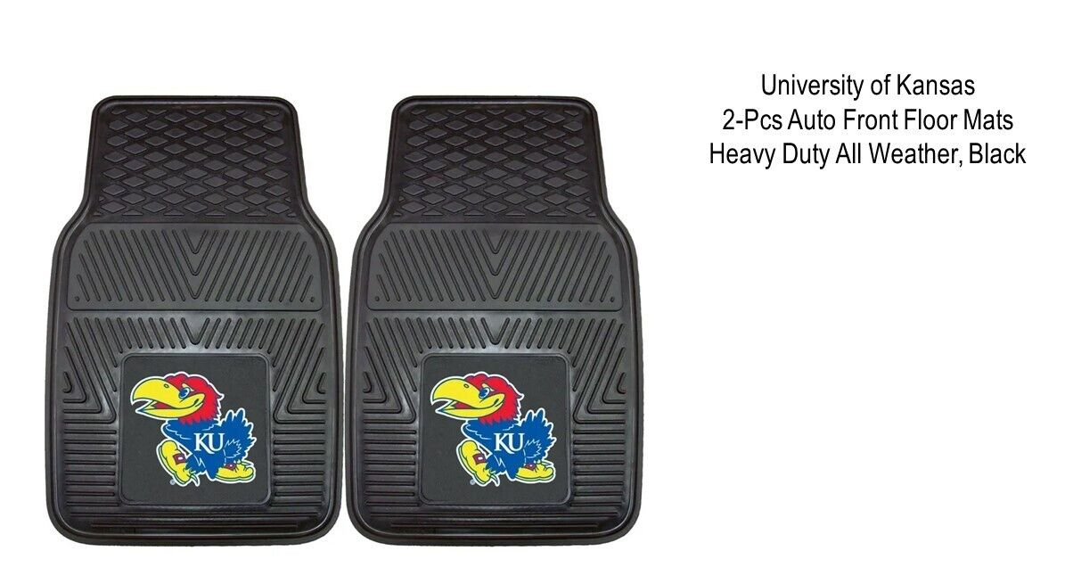 Primary image for University of Kansas 2-Pcs Auto Front Floor Mats  Heavy Duty All Weather, Black