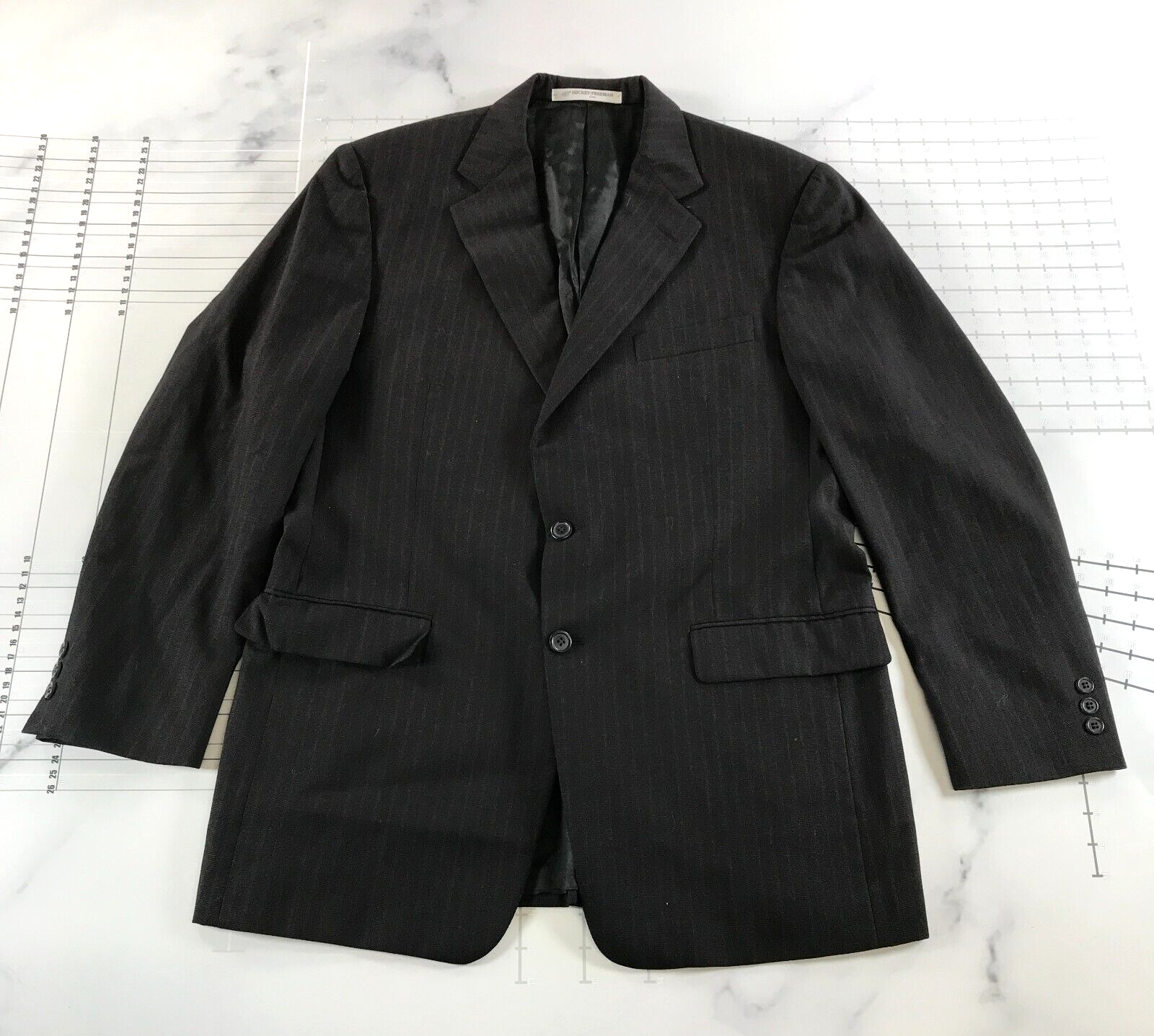 Hickey Freeman Anzug Jacke Blazer Herren 41R Grau Nadelstreifen Zwei Kno... - £33.54 GBP