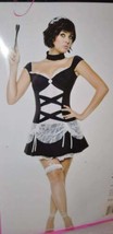 Womens French Maid Black White Sexy Dress 5 Pc Halloween Costume-sz S - £31.84 GBP