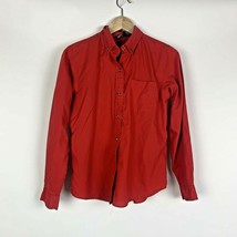 Mallards Point Red Long Sleeve Shirt Blouse Size Button Front Top Career - $9.49