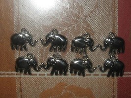 Wholesale Lot Of 8 Shiny Africa Silver Delta 23MM Elephant Charm Charms Pendants - £5.53 GBP