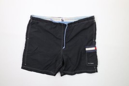 Vintage 90s Tommy Hilfiger Mens XL Distressed Spell Out Lined Shorts Swim Trunks - £23.45 GBP