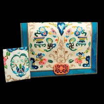 Vintage Chinese Embroidered Clutch Purse with Matching Coin Purse - £137.48 GBP