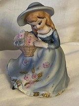 Vintage LEFTON Figurine Girl Flower Basket #5080 Z Lefton Japan - $9.45