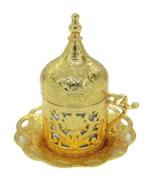 Coffee Cup Saucer Set Gold Color Porcelain insert Mug Ottoman Turkish Tr... - €11,71 EUR