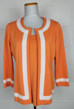 Misook Womens 2 Piece Coordinating Orange White Jacket &amp; Tank Top Set M - £42.83 GBP