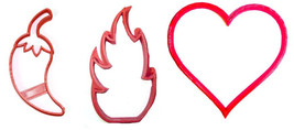 You Are Hot Valentine You Are Fire Pepper Set of 3 Cookie Cutters USA PR1222 - £4.80 GBP