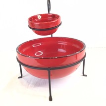 LTD Commodities Chip And Dip Red Serving Bowl With Stand Picnic Party Ballgame - £13.84 GBP