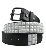 Punk Rock Goth 3 Row White Pyramid Metal Studs Mens Leather Belt Black S... - £14.85 GBP