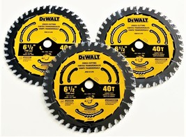 3 DEWALT 6-1/2&quot; CARBIDE 40T CORDLESS CIRCULAR SAW BLADES FINISH 40 DWA16... - $78.84