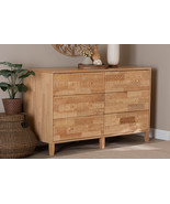 Muriel Japandi Carved Honeycomb Natural 6-Drawer Dresser - $16,532.31 MXN