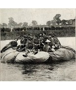 1914 WW1 Print British Troops Crossing River Antique Military Period Col... - $666.19 MXN