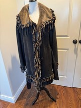 Sinclair Charcoal Gray Suede Shearling Coat Fringes SZ IT 44/US 10 EUC - €884,40 EUR