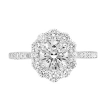 1.60 Ct Round Lab Grown Diamond Floral Ring 14K White Gold For Women VVS-VS-EF - £871.93 GBP