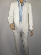 Men's ENZO Linen Spring Summer Suit Light Weight Breathable E58302-1 White image 7