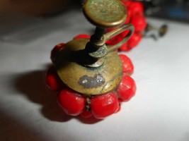 Screw Back Cherry Red Flower Cluster Earrings Glass Bead West Germany Mark 1960s - £17.23 GBP