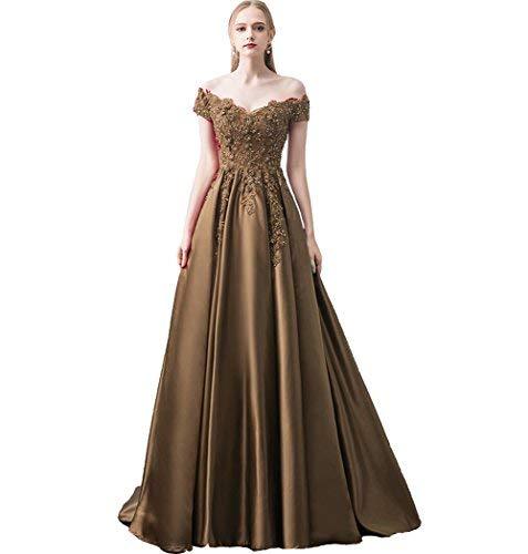 Custom Made Off The Shoulder Beaded Lace Prom Dress Evening Brown