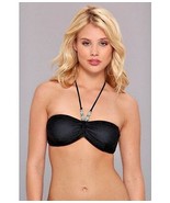 Shoshanna Tropezian Texture Beaded Bandeau Bikini Top Black Sz B (33) MS... - £15.27 GBP