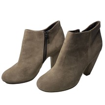 Candies Faux Suede Ankle Boots Booties 10 Taupe Side Zip Round Toe Block... - £18.44 GBP